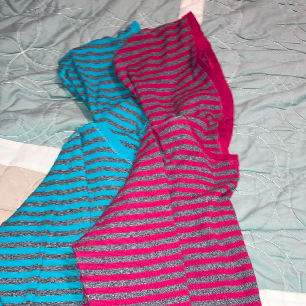 Striped Teal and Pink Tops Thermal Hoodies